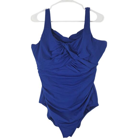 Lands End One Piece Swimsuit 18DD Womens Plus Size Underwired Blue Beach - Picture 1 of 7